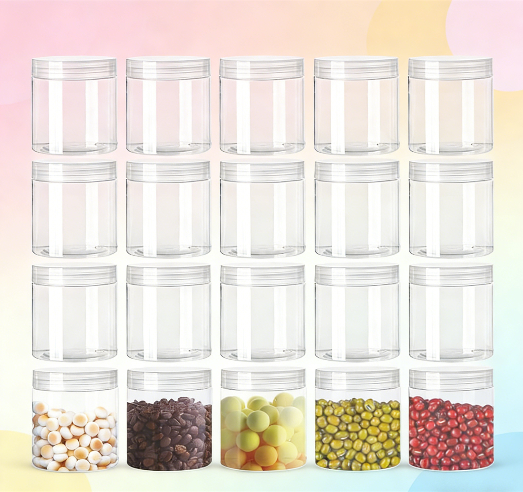 20 Pack 4oz Clear Plastic Jars with Lids,115ml Wide-Mouth Refillable ...
