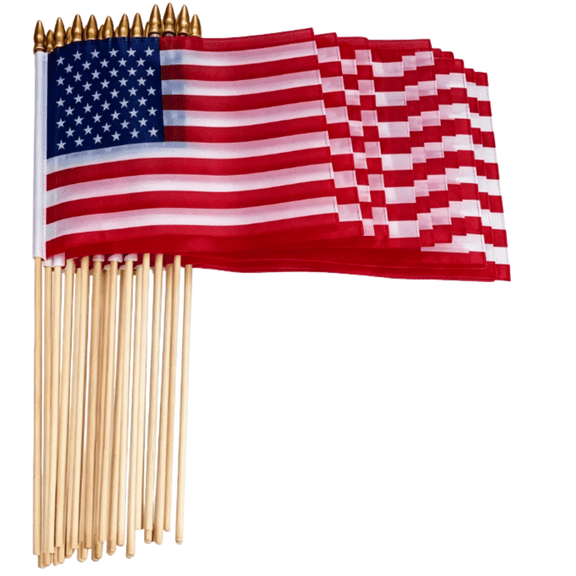 20 Pack 4x6 Inch Handheld American Stick Flags, Mini Small US Outdoor Flags with Kid-Safe Spear Tip for 4th of July, Veterans Day Patriotic Decorations