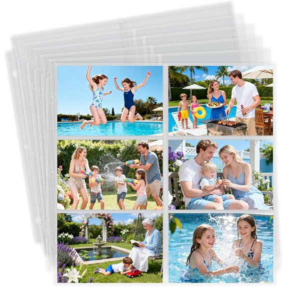 20 Pack 4x6 Photo Album Refill Pages 12x12 for 3 Ring Binder Album, Ultra-Clear Photo Sleeves Holding 240 Pictures, Double-Sided 6 Pockets Photo Pages, Photo Sheet Protector for Photos and Postcards