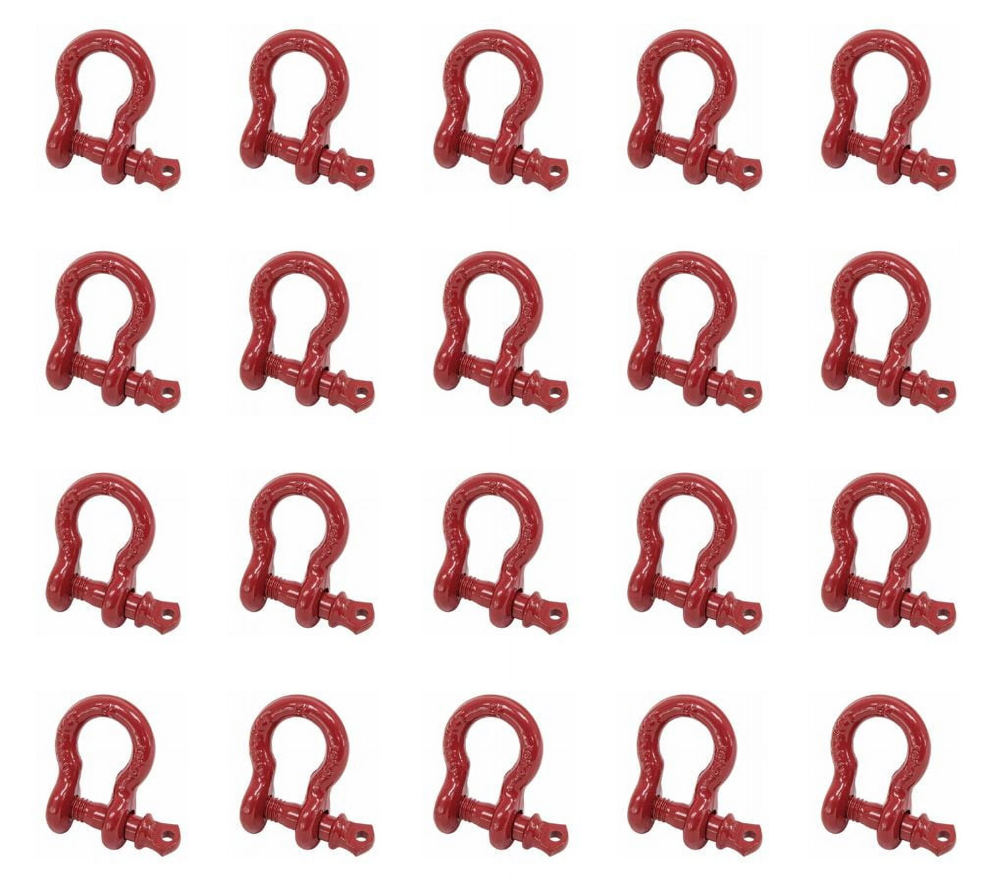 (20 Pack) 5/16" Anchor Shackle Forged Carbon Steel w/ Alloy Screw Pin Load Limit # 0.75 Ton (1,500 Lbs.) | Double Rust Protection Heavy Duty D Ring Shackle for Towing, Rigging & Vehicle Recovery