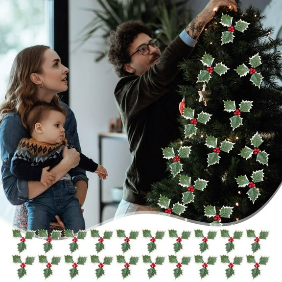 ​20-Pack 5" Holly Berry Sprigs - Crush-Resistant PE Foam Foliage w/Triangular Leaves, Festive Charm for Wreaths/Centerpieces/Gift Toppers Red