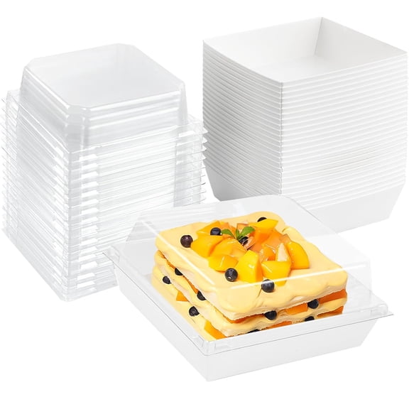 20 Pack 5" Square Disposable Paper Charcuterie Boxes,Happon Food Containers Bakery Boxes,Charcuterie Boxes with Clear Lids for Cake, Cookies, Sandwich, Pastry, Desserts
