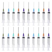 SKYPRO 20 pack 5ml Ink Filling Plastic Syringe Luer Lock Plastic Syringes with Platic 1.5 Blunt Needle Tip for Liquid Glue Oil Ink