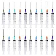 SKYPRO 20 pack 5ml Ink Filling Plastic Syringe Luer Lock Plastic Syringes with Platic 1.5 Blunt Needle Tip for Liquid Glue Oil Ink