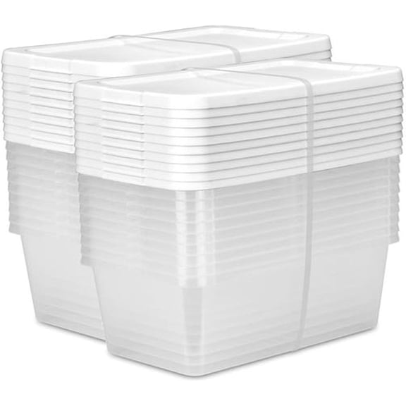 20-Pack 6 Qt Clear Plastic storage bins with lids, Stackable Organizer
