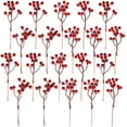 thumbnail image 1 of 20 Pack 7 Inch Artificial Red Berry Picks for Christmas Tree Burgundy Red Berries Stems Holly Berry Branches Ornaments Wreath Crafts Wedding Holiday Season Winter Home Decor, 1 of 7