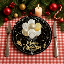 20-Pack 7-Inch New Year Paper Plates, Black & Gold Disposable Tableware - Christmas New Year's Eve Party Supplies, Dessert Cake Plates, Festive Holiday Table Decor, Easy-Clean Party Plates
