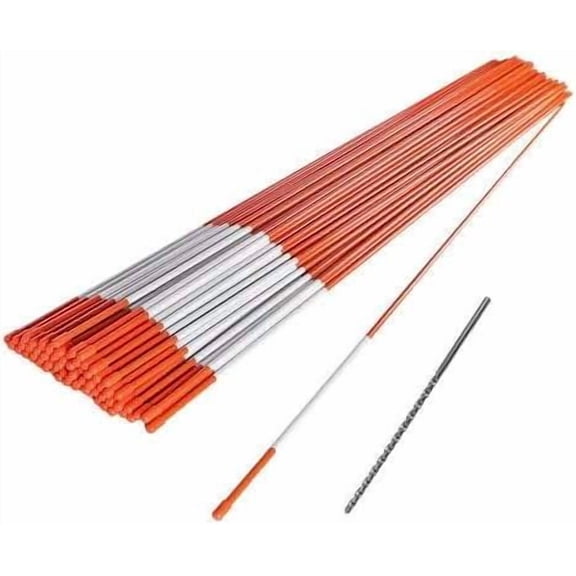 20-Pack 72" Driveway Markers & Snow Plow Stakes with Reflective Strip and 12" Install Bit