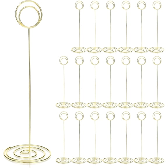 20 Pack 8.86 Inch Tall Table Number Holders Gold, Place Card Holder Gold Table Number Stands Wire Photo Holders Picture Name Menu Clips Memo Notes Cards Stand for Wedding Restaurants Birthday