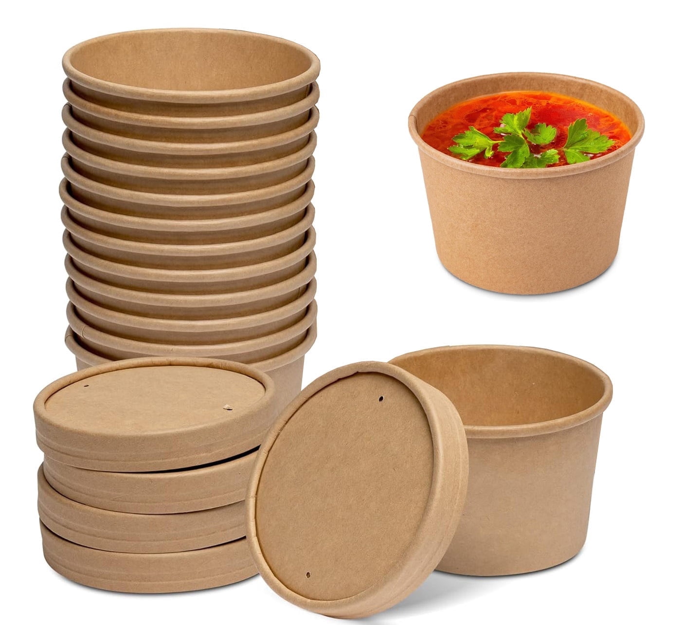 20 Pack 8 oz Paper Food Container with Lids,Bexikou Ice Cream ...