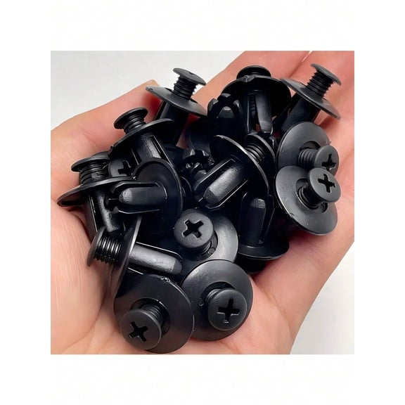 20-Pack 8mm Black Plastic Screws, Durable Automotive Bumper & Trim Fasteners for Most Vehicles