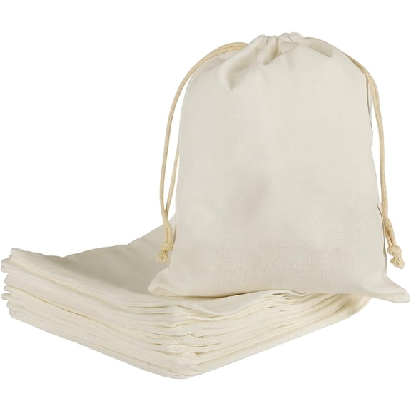 20 Pack 8x10 Inch Muslin Drawstring Bags, Reusable Cotton Fabric Pouches for Jewelry, Party Favors, Gift Wrapping & DIY Crafts