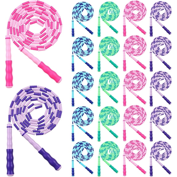 20 Pack 9.2 Feet Jump Ropes, Adjustable Length Soft Beaded Segmented Skipping Rope Tangle-Free for Adults Women Men Workout Exercise Fitness Weight Loss