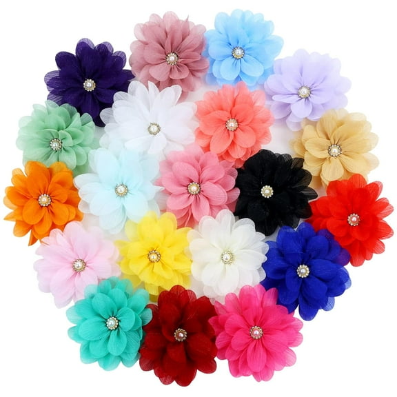 20 Pack 9cm /3.5" Chiffon Flower Alligator Hair Clips Lined Duckbill Barrettes Hair Flower Bow Mexican Floral Hair Pins Accessories for Baby Girls Toddlers Kids Teens Women