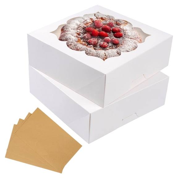 20 Pack 9x9x3 Inch Halloween Bakery Boxes with Window, Pie and Cake Boxes for Cookies, Donuts, Chocolate Covered Strawberries(White)