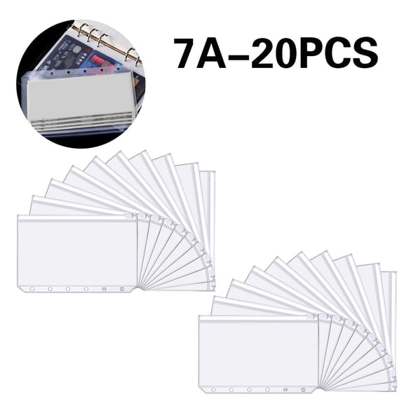 20 Pack A7 Binder Pockets,Plastic Zip Document Holders Loose Leaf,for A7 Plastic Binder Zip Document Holder Loose Leaf,Hecnuo