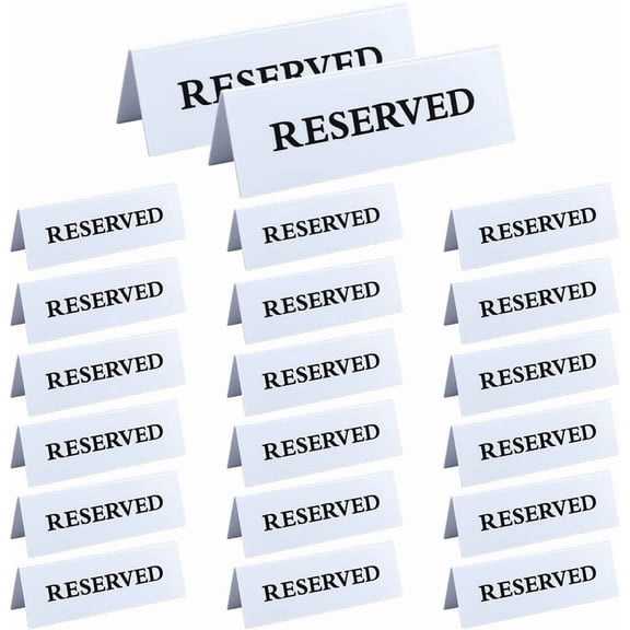 20 Pack Acrylic Reserved Table Sign 5.9x1.6x1.7 Inch Tent Style Reserved Sign Double-Sided Table Signs Reservation Seating Signs