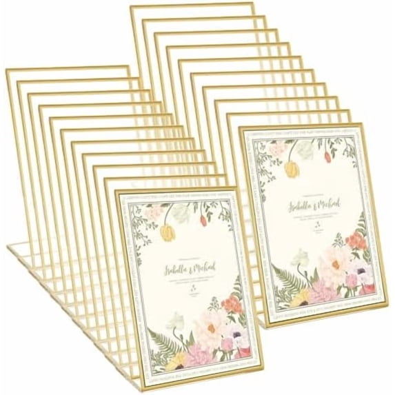 20 Pack Acrylic Sign Holder 5x7 Gold Frames, Plastic Sign Holder 5x7 ...