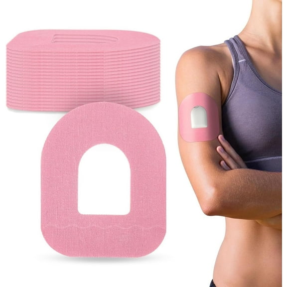 20 Pack Adhesive Patches for Omnipod 5 - Waterproof Sensor Cover,Adhesive, Easy to Use Pre-cut Pink Overlay Patches, 10-14 Days of Long-Lasting Protection by SUNMON (Pink)