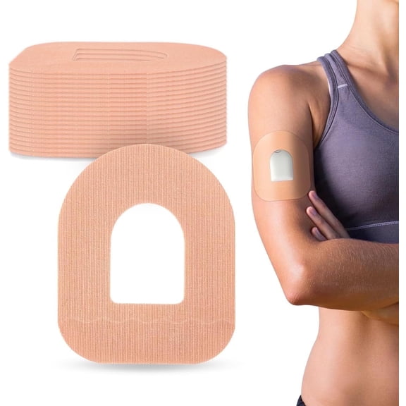 20 Pack Adhesive Patches for omnipod 5 - Waterproof Sensor Covers, Easy to Use Pre-Cut Tan Overpatches Long 10-14 Days Protection by SUNMON (Tan)
