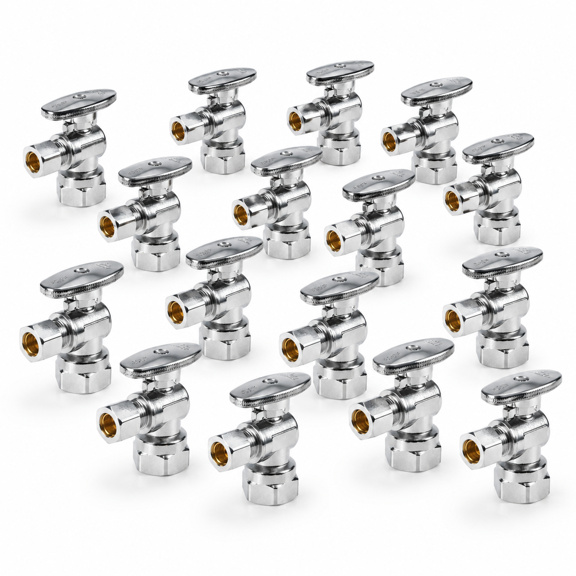 20 Pack Angle Stop Valves 1/2" FIP x 3/8" Comp Shut Off Valves