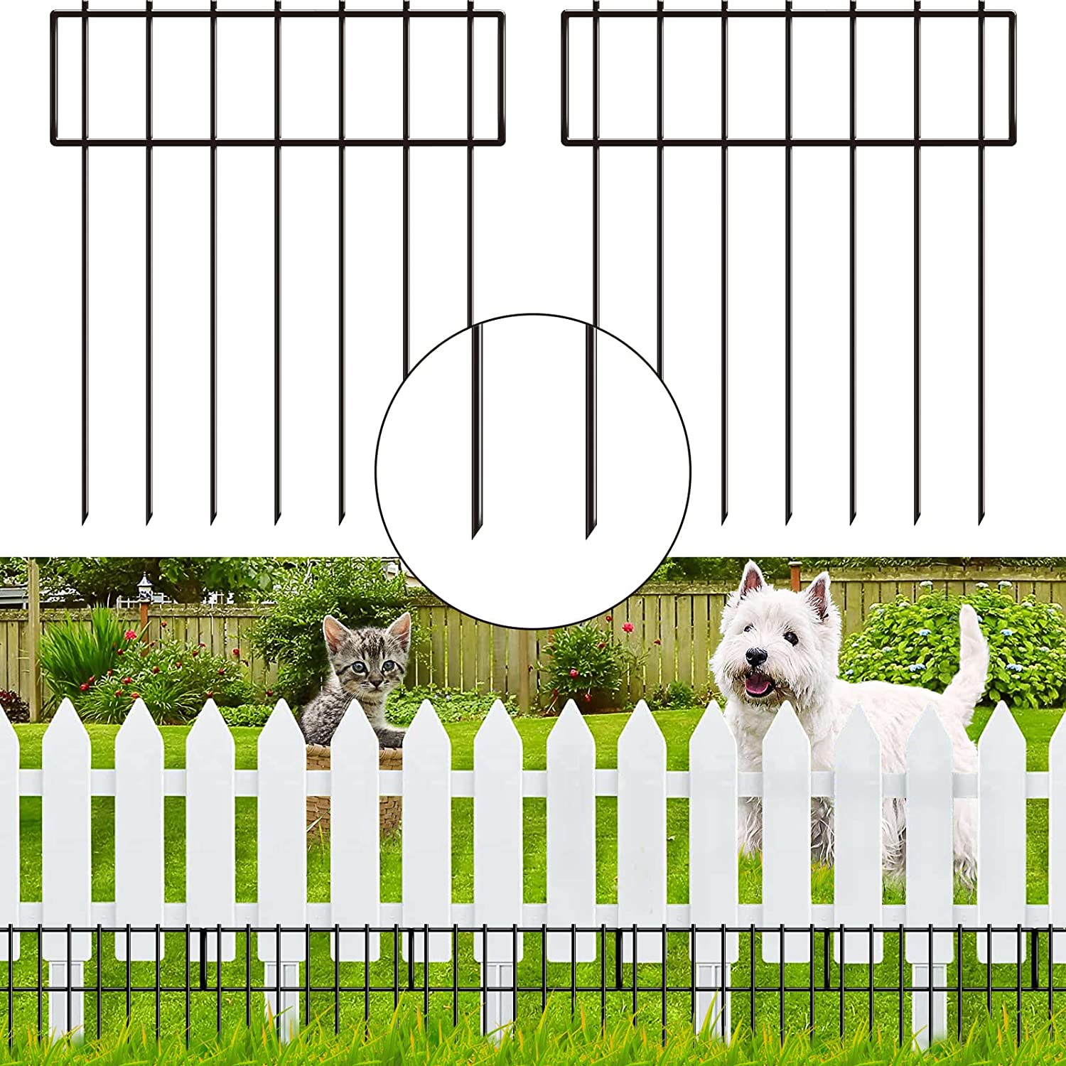 20 Pack Animal Barrier Fence, 15''H x 21.6 ft L No Dig Ground Stakes