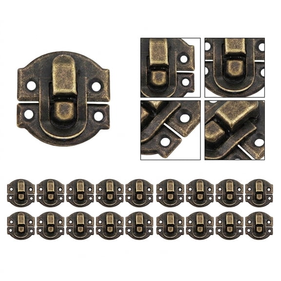 20 Pack Antique Hasp Lock Clasps for Jewelry Box, Suitcase and Wooden Chest, Retro Iron Latch Hardware with Screws, Bronze Finish 20x20mm Decorative Box Locks for DIY Crafts and Home Repair