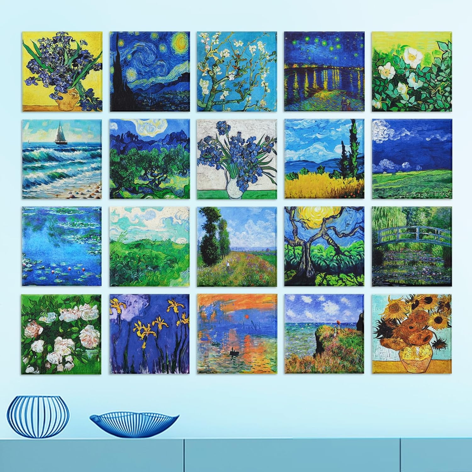 20 Pack Art Acoustic Panels,40 x 32 In Self-adhesive Soundproof Wall Panels, Decorative Sound Absorbing Panels, Acoustic Treatment for Studio Home Office