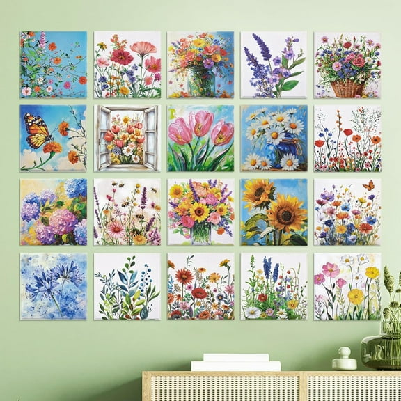20 Pack Art Acoustic Panels, Sound Proof Panels for Walls, 40 x 32 In Soundproof Wall Panels, Wall Art Decorative, Acoustic Treatment for Home, Studio(Watercolour Flowers)
