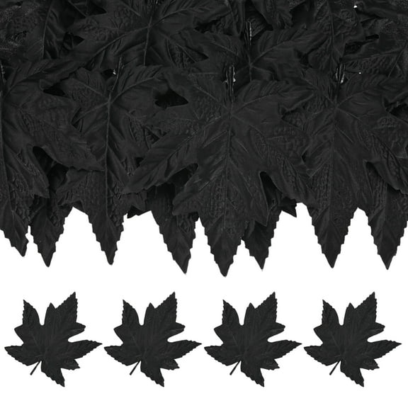 20-Pack Artificial Maple Leaves, Fake Fall Leaves Faux Autumn Leaves for Thanksgiving/Wedding/Party[14cm, Black]