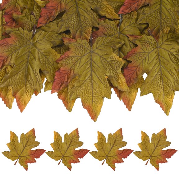 20-Pack Artificial Maple Leaves, Fake Fall Leaves Faux Autumn Leaves for Thanksgiving/Wedding/Party[14cm, Dark Yellow]