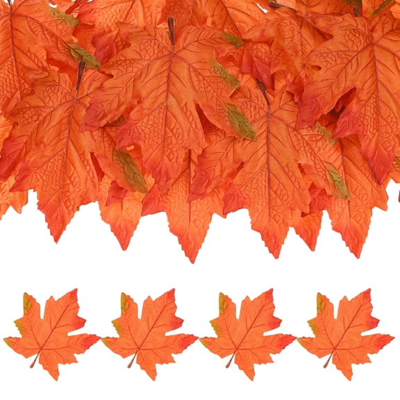 20-Pack Artificial Maple Leaves, Fake Fall Leaves Faux Autumn Leaves for Thanksgiving/Wedding/Party[14cm, Orange Red]