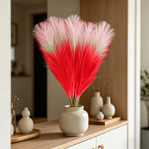20 Pack Artificial Pampas Grass 21.6 Inch Faux Dried Reed Stems Beige Fluffy Bouquet for Home Boho Wedding Decor