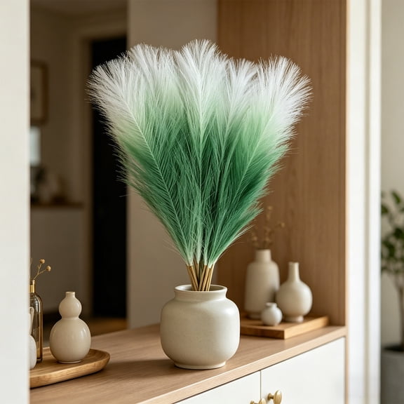 20 Pack Artificial Pampas Grass 21.6 Inch Faux Dried Reed Stems Beige Fluffy Bouquet for Home Boho Wedding Decor