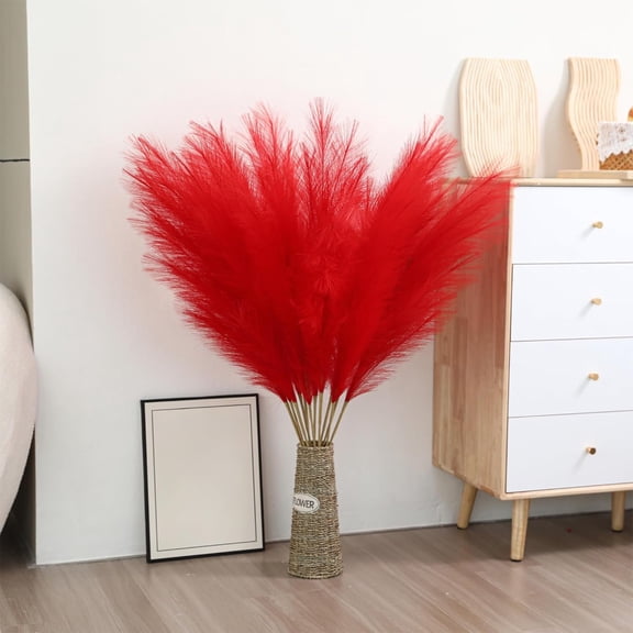20 Pack Artificial Pampas Grass 21.6 Inch Faux Fluffy Reeds - Low Maintenance Boho Home Decor for Wedding Centerpieces, Vase Filler for Living Room Bedroom Party Decoration