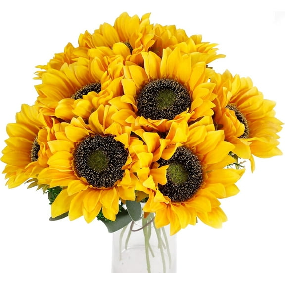 20 Pack Artificial Sunflowers,Bexikou Artificial Sunflower Bouquets, Single Stem Silk Sunflowers Flowers for Home Hotel DIY Craft Office Wedding Party Garden Decoration, Floral Arrangement