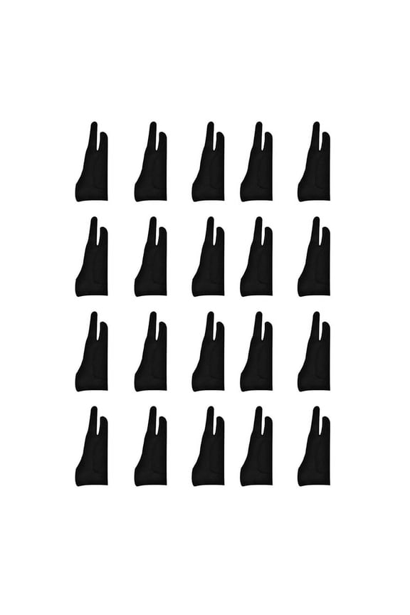 20 Pack Artist Gloves for Tablet Digital Drawing Glove Two Fingers Thicken Palm Rejection Glove for Graphics Pad (S)