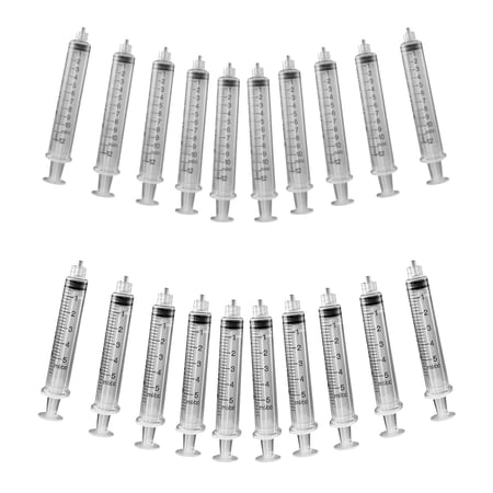 20 Pack of Assorted (5ML & 10ML) Luer Lock Industrial Syringes with No Needles for Scientific Applications, Jewelry Making, Refilling, Measuring, Crafts and More