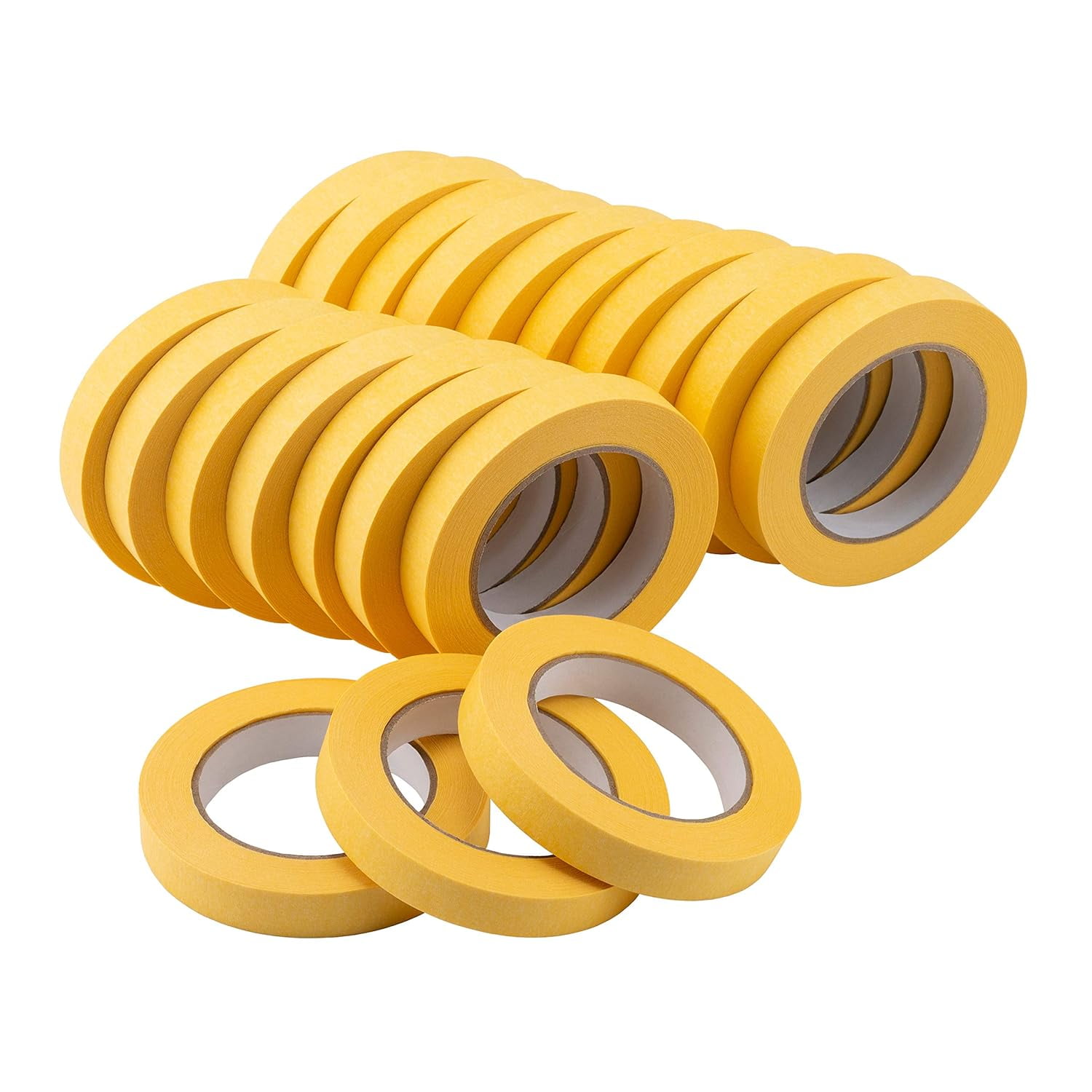 Lichamp 20-Pack Automotive Masking Tape - Yellow, 18mm X 55m (0.7in X 180ft), Crepe Paper Painters Tape