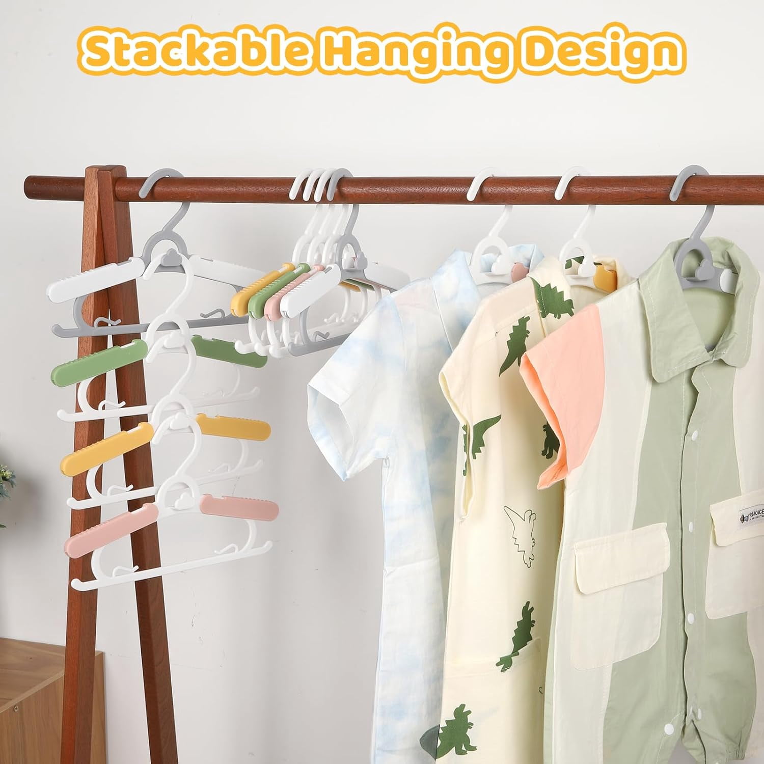 20 Pack Baby Clothes Hangers, 11-15" Adjustable Non-Slip Thickened Kid Hangers for Nursery Closet Toddlers Infant Children to Teenager (Multicolor)
