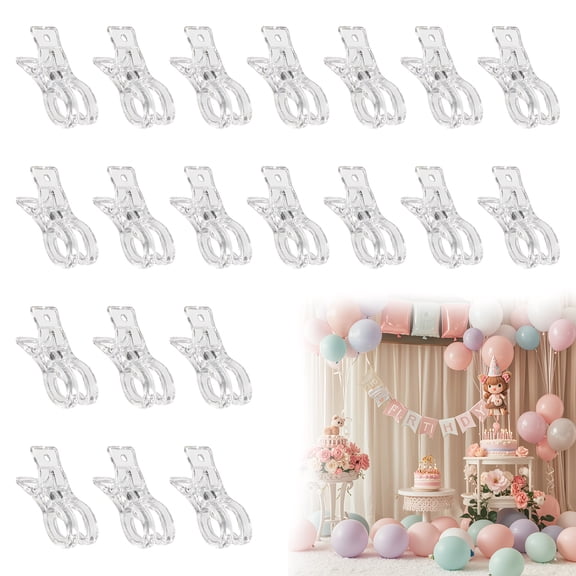 20 Pack Balloon Arch Clips Clear Spring Clamps Plastic Clamps Holding Tool for Crafts Backdrop Projects
