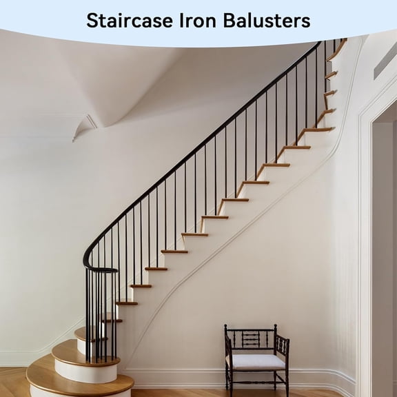 20 Pack Balusters For Staircase Interior 44" - 1/2" Iron Square Metal Balusters Hollow Straight Stair Spindles Satin Black Staircase Baluster ASN101-3$$Tools & Hardware Other