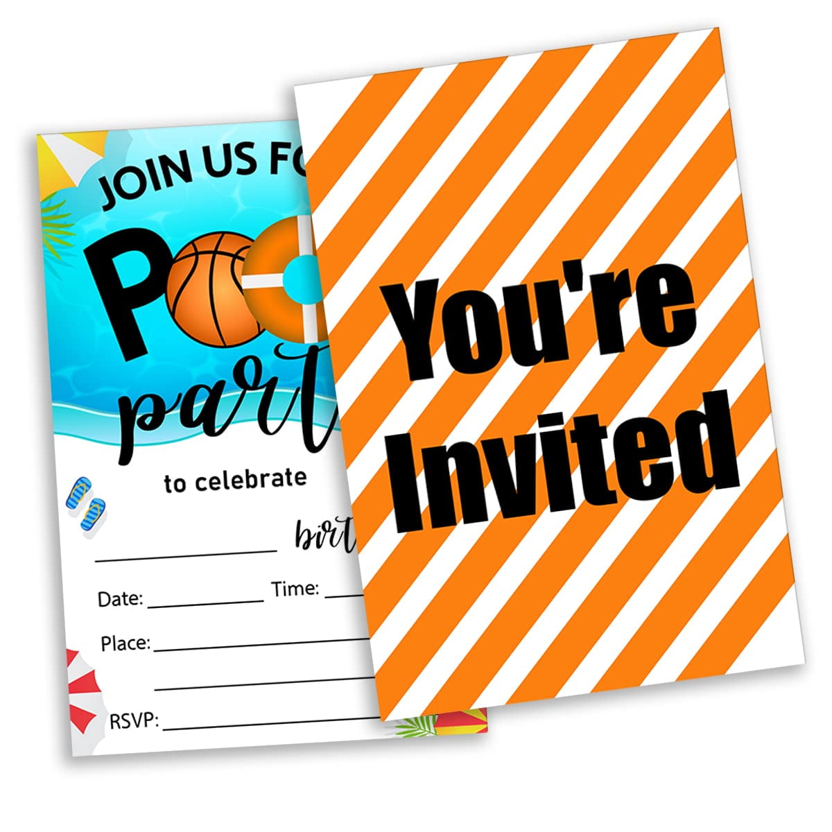 20 Pack Basketball Pool Party Invitations with Envelopes Join Us for a