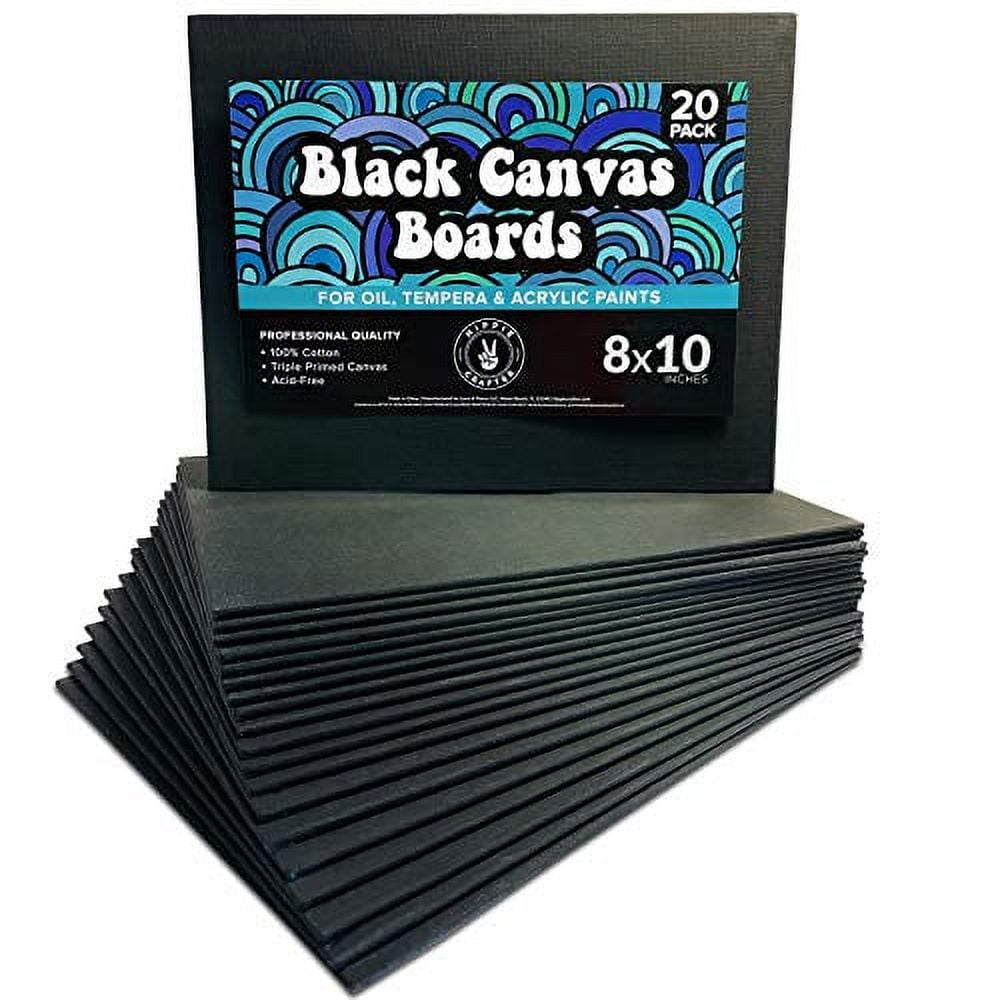 20 Pack Black Canvas Boards for Painting 8x10 Blank Art Canvases