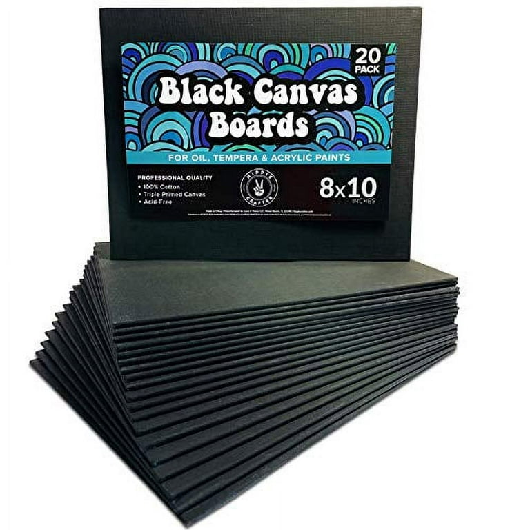 20 Pack Black Canvas Boards for Painting 8x10 Blank Art Canvases Panels for  Paint
