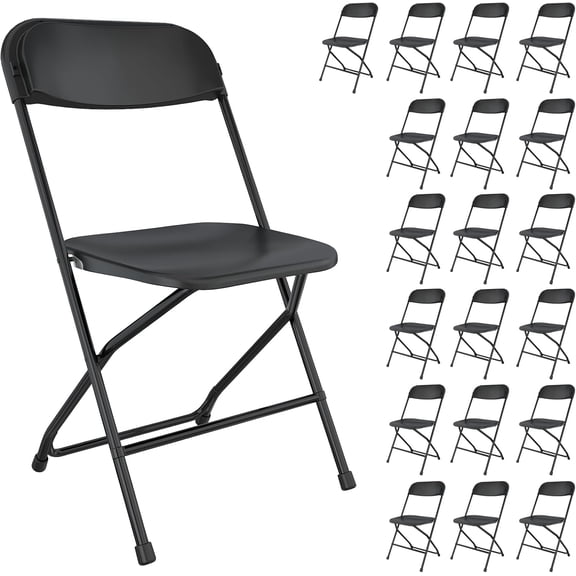 20 Pack Black Folding Chairs, Portable Party Chairs, Plastic Folding Chair,Stackable Commercial Seats with Steel Frame for Office Wedding Party Patio Dinning Events, 350lbs Capacity