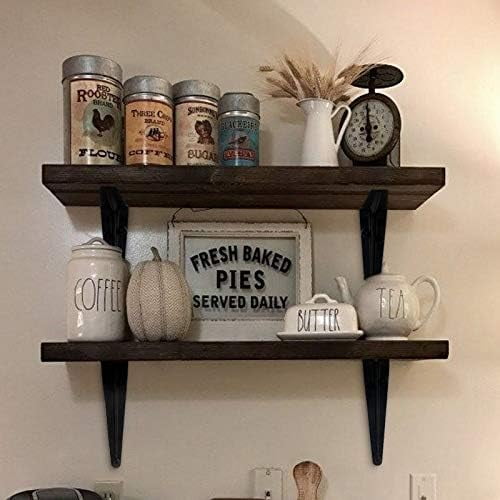 20 Pack Black Shelf Brackets 10 inch, Heavy Duty DIY Floating Wood Shelf Bracket Decorative Rustic L Bracket, J Brackets Metal Joint Angle Bracket for Shelve