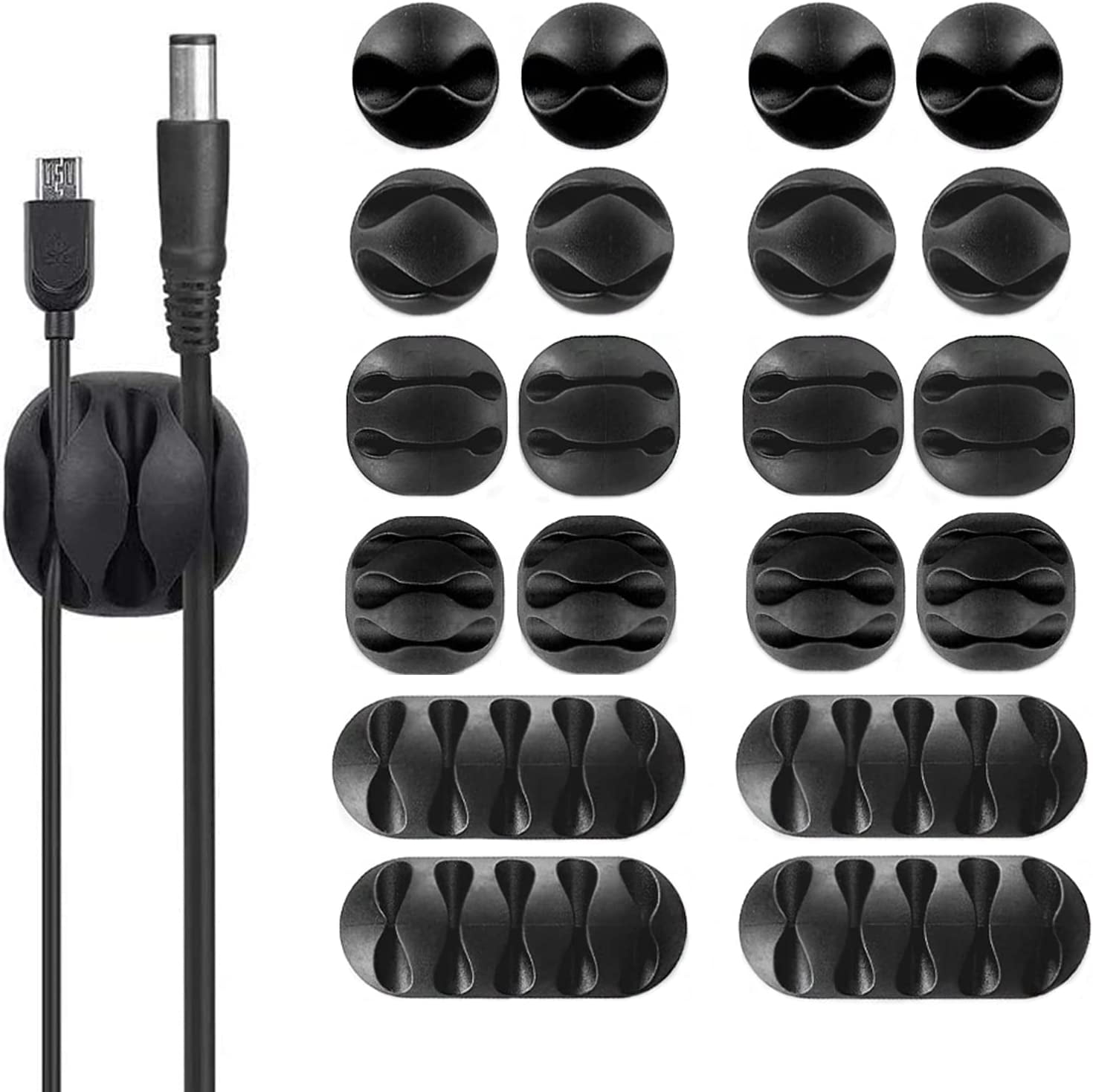20 Pack Black Viaky Cable Clips Desk Cord Organizing Wire Holder System