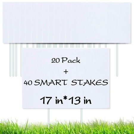 20 Pack Blank Yard Signs 13" x17" - Lawn Sign with Stakes - Water Resistant DIY Poster Board Signs for Rent, Garage Sales, Open Houses, and Custom Birthday