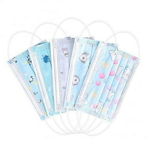 20 Pack Blue Animal Disposable Kids Child Size Mask 3 Ply